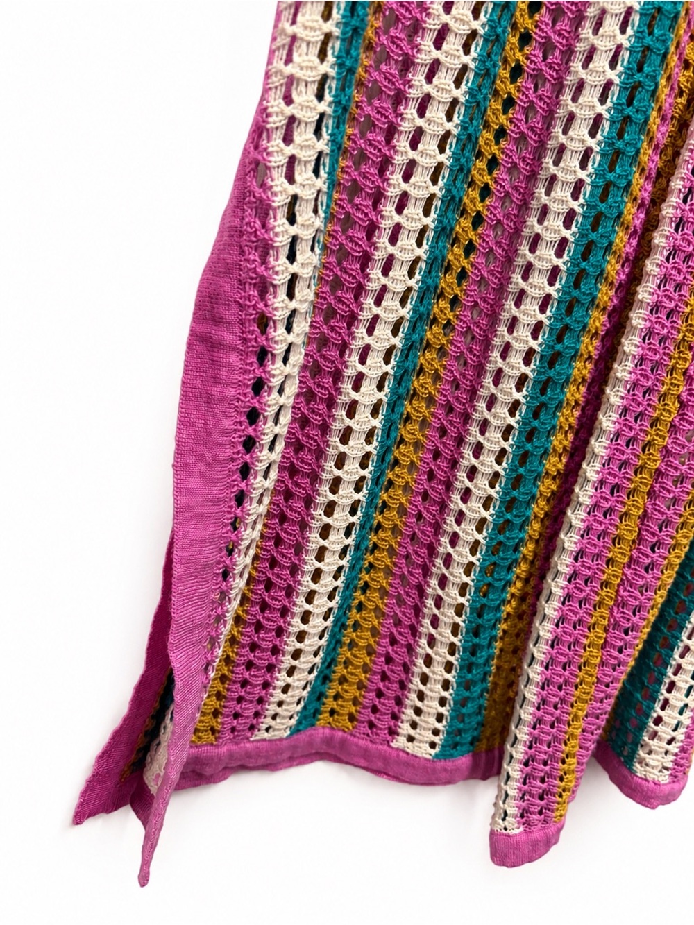 NWT Hurley Stripe Crochet Swim Cover-Up Pants in Pink Multi Color, Size Large - Picture 4 of 11